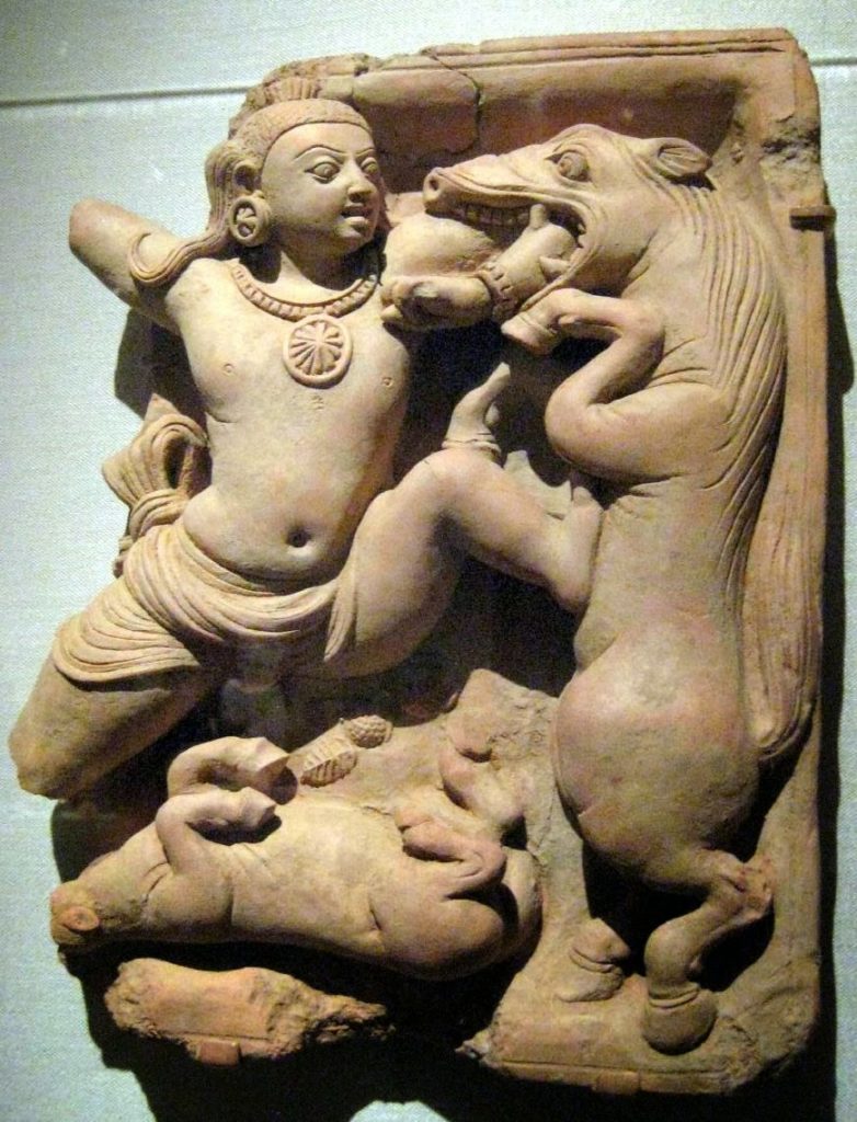 Krishna Killing the Horse Demon Keshi, Gupta period 5th century AD, Metropolitan Museum of Art. Source: Wikimedia Commons / Claire H