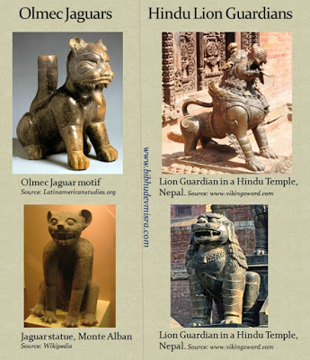 Olmec Jaguars and Lion Guardians of Hindu-Buddhist Temples