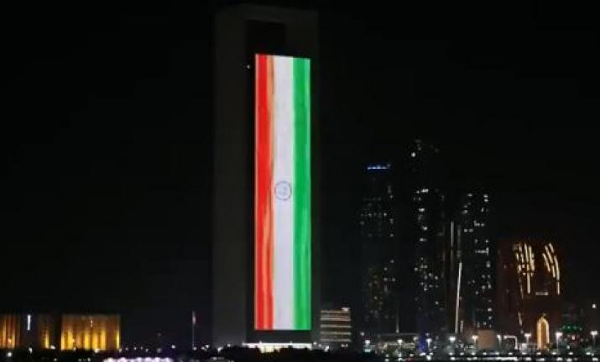 Abu Dhabi tower lights up to congratulate Modi on his swearing-in ceremony