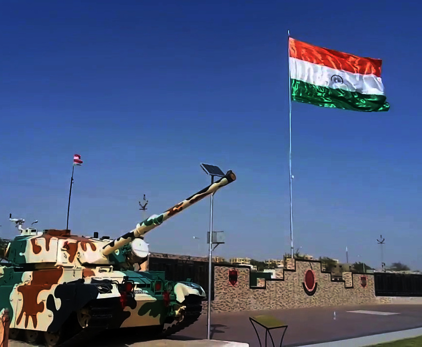 India National Flag Waving at War Museum Jaisalmer