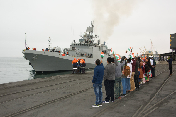 INS Tarkash at Walvis Bay, Namibia