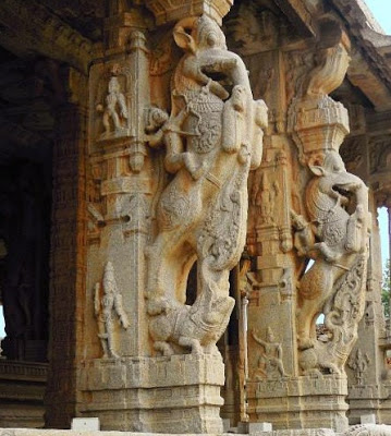  Yali or Gaja-Vyala carved on the pillars of the Vittala Temple, Hampi
 Figure 4: Gaja-Vyala carved on the pillars of the Vittala Temple, Hampi. Credit: Bibhu Dev Misra        