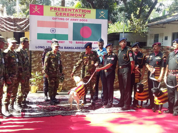 Indian Army hands over 10 sniffer dogs to Bangladesh army