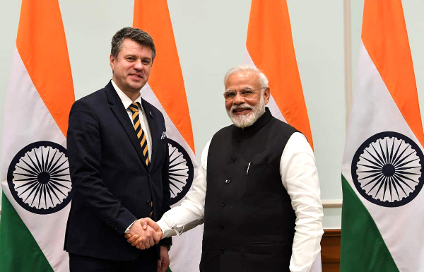 Estonia Foreign Minister Urmas Reinsalu with PM Narendra Modi