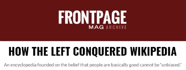 In 2011 FrontPage Magazine in an article detailed how Wikipedia has been taken over by the political left
