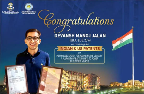 First Indian Law Student to be Awarded US and Indian Patents for Breakthrough Electric Vehicle Battery Technology