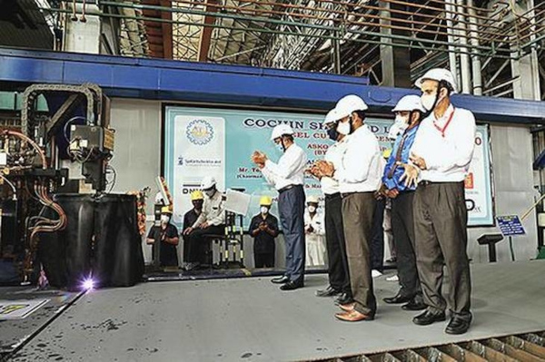 Cochin Shipyard conducts plate cutting of electric vessels