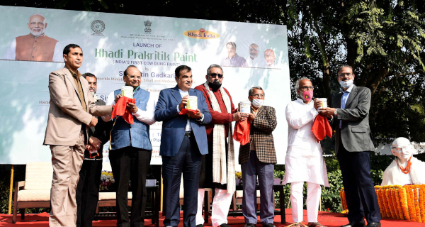 Gadkari launches Khadi Prakritik paint - India’s first cow dung paint - developed by KVIC