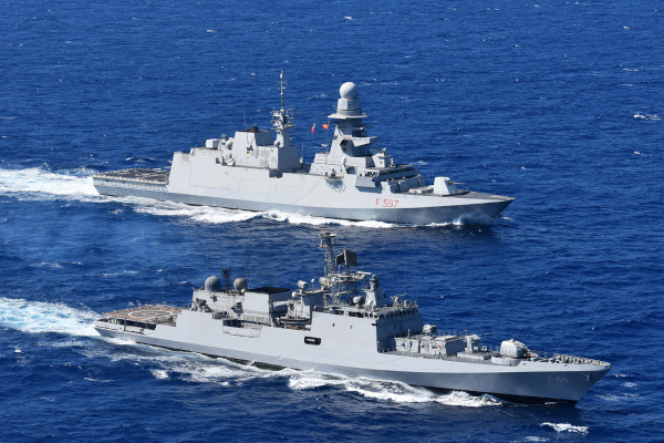 INS TABAR EXERCISES WITH ITALIAN NAVY OFF NAPLES, ITALY