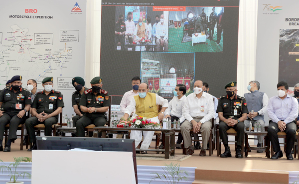 Raksha Mantri Shri Rajnath Singh presides over breakthrough blast of main tube of Sela Main Tunnel via video conferencing