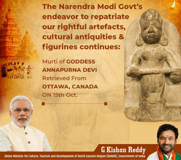 The recently retrieved idol of Goddess Annapurna to begin its journey on November 11 for its rightful place at Kashi Vishwanath temple, Varanasi