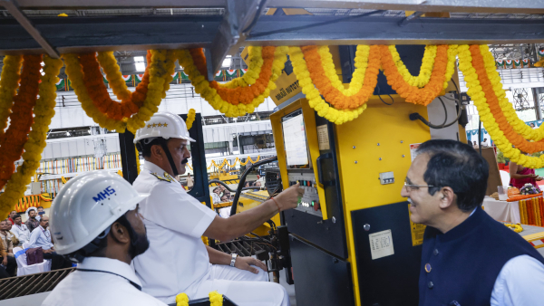 STEEL CUTTING OF FOURTH FLEET SUPPORT SHIP FOR INDIAN NAVY