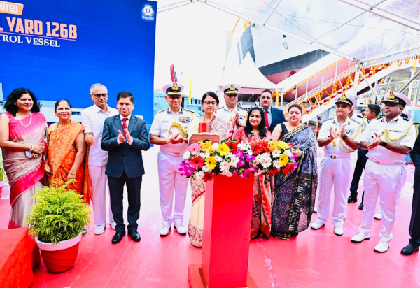 Indigenous Pollution Control Vessel ‘Samudra Prachet’ for ICG launched by GSL