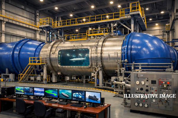 Cavitation tunnel research facility interior