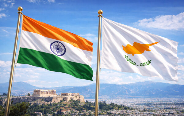 Flags of India and Cyprus at Acropolis