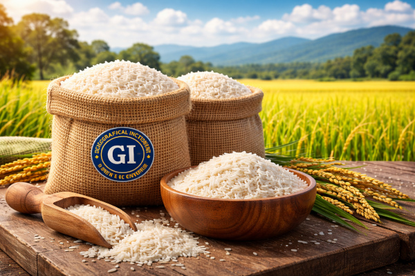 Joha rice on a rustic table