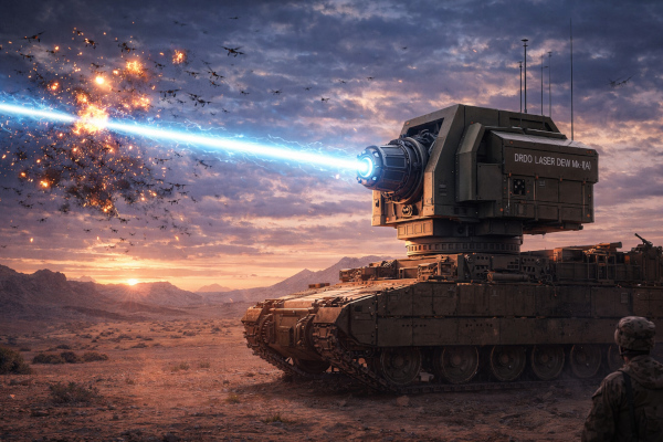 Laser strike in the desert sky