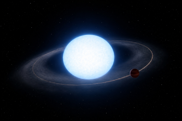 Celestial system with glowing star and orbit
