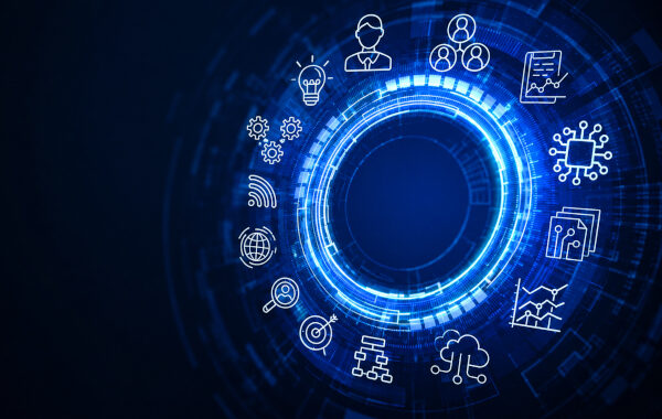 Futuristic tech interface and data web