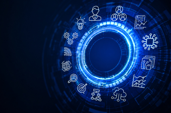 Futuristic tech interface and data web