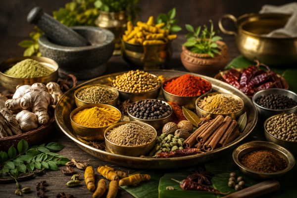 Warm spice market scene