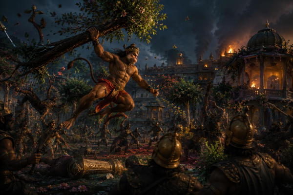 Epic battle in fiery Lanka garden