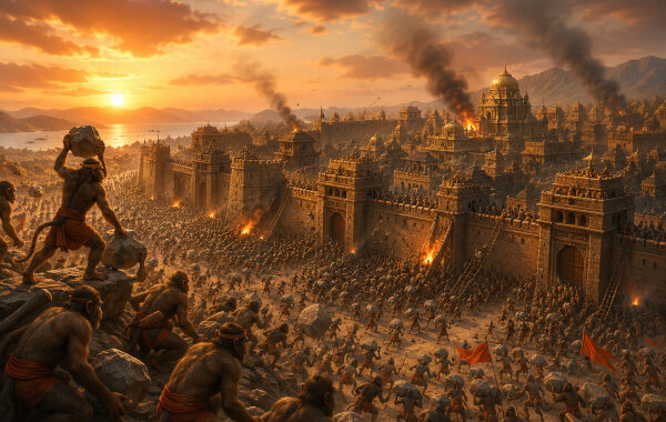 Siege at sunset: monkey warriors assault