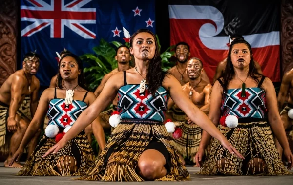 Māori haka performance with fierce intensity