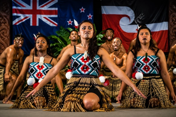 Māori haka performance with fierce intensity