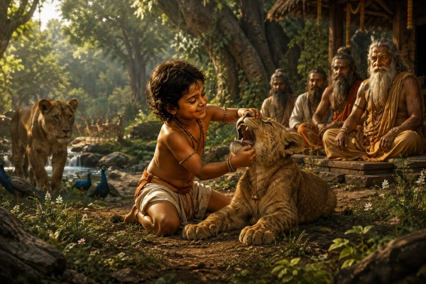 Young Bharata and the Lions