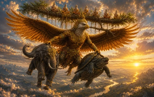 Garuda Elephant and Tortoise