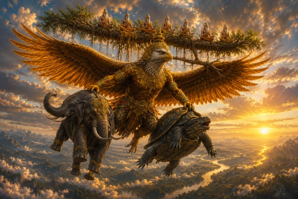 Garuda Elephant and Tortoise