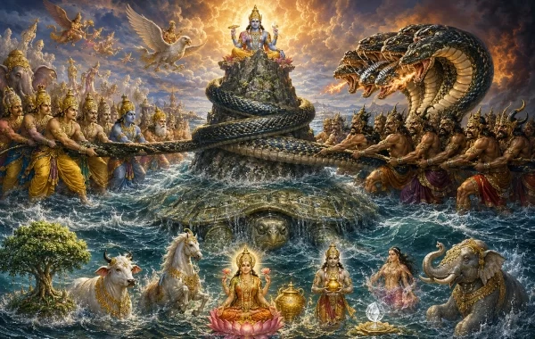 Vasuki churning ocean