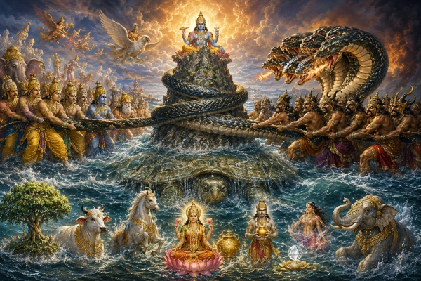 Vasuki churning ocean